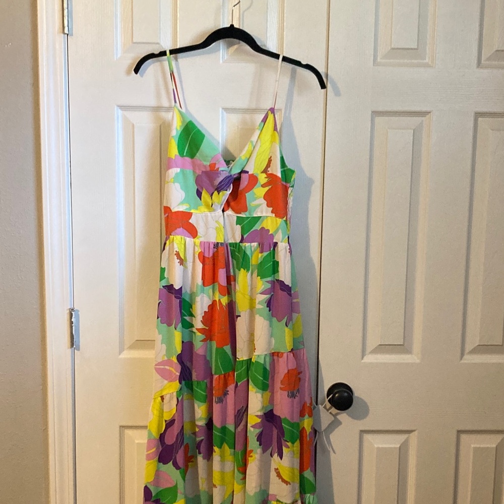 Entro Green and Orange Smocked Dress